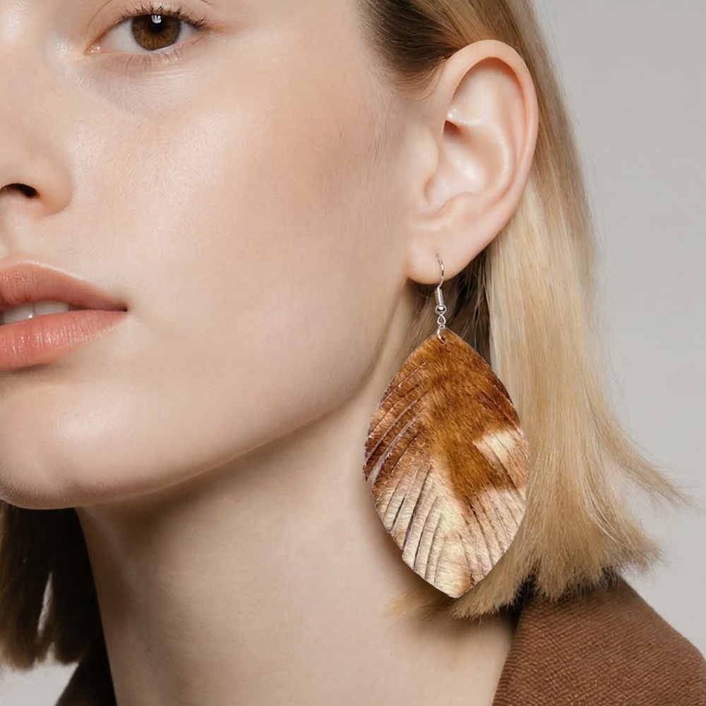 NWT Brown Marble Fringe Earrings